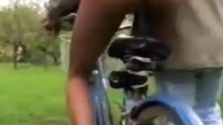 Riding her Bicycle outdoor