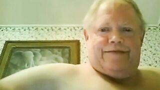 fat grandpa jerking off on the bed 3