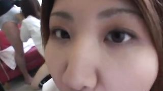 japanese girl takes a good facial