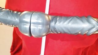 Prostate milking with HUGE dildo in Chastity till orgasm