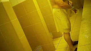 Naked men in public pool shower 2