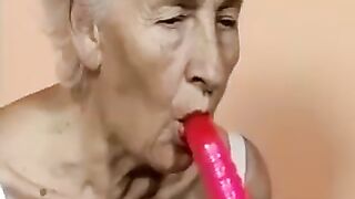 Hairy Granny Tries Fucking Machine