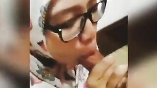 SandpDecent - Tudung Virgin Uni Student Nerd Cum on Face