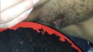 Hairy creampie through the gloryhole