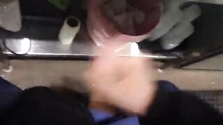 Risky Jerk Off at Work Cumming at the Bar