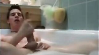 Twink jerking off in bathtub