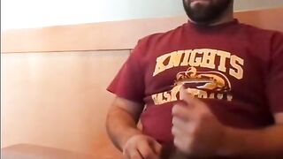 Bearded Bro Public Jerk Off in A Coffee Shop