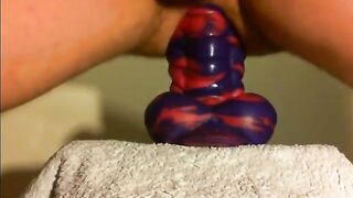 amateur Anal sex toy fun with flint the bad dragon !