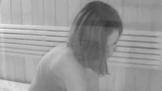 Slim girl filmed in the sauna and fucked