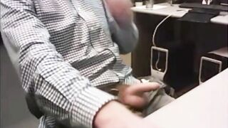 dad strokes cock at the office 3